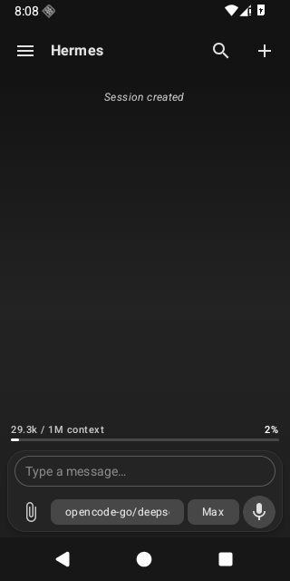 Hermes Mobile chat screen